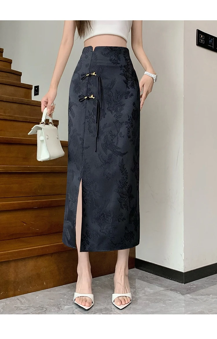Title 8, Nova Saia Jacquard Retro Chinesa para Mulheres,...