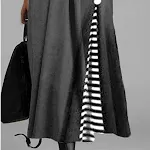 Retro Hepburn Gestreept Jurk, Grote Maat en Slim Fit, voor een Tijdloze en Elegante Look, Perfect voor Elke Gelegenheid — foto 3