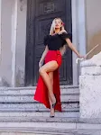 Women's Three-dimensional Flower High Slit Dress for elegant events, offering a flattering fit and stylish look to make — photo 5
