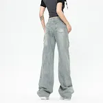 American High Street Vaqueros Lavados con Roturas de Aspecto Envejecido Jeans Rotos Estilo Vintage Cómodos y Modernos para Uso Diario — foto 2