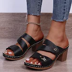 Women's High-Heeled Thick Heel Sandals Plus Size. Experience comfort and style with these perfect sandals for any occasi — photo 2
