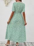 Summer new V-neck printed short sleeve split dress for women. Lightweight and stylish, perfect for warm weather and a fl — photo 8