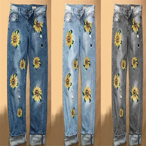 Title 5, Pantalones vaqueros de mezclilla anchos con est...