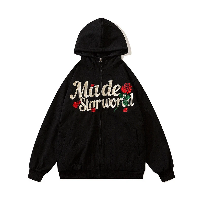 Title 3, American Retro Street Embroidered Letter Hoodie...