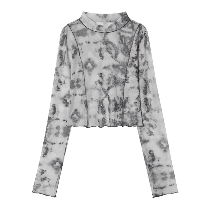 Title 3, Camiseta Tie Dye Skinny Mesh Transparente de Ma...