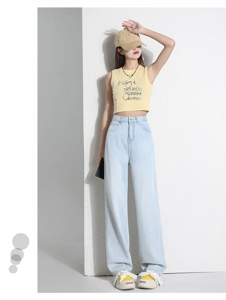 Calça jeans feminina de lyocell em cores claras, finas e de verão. Leveza e frescor para o seu verão com esta calça confortável e respirável. Ideal para o calor. — foto 2