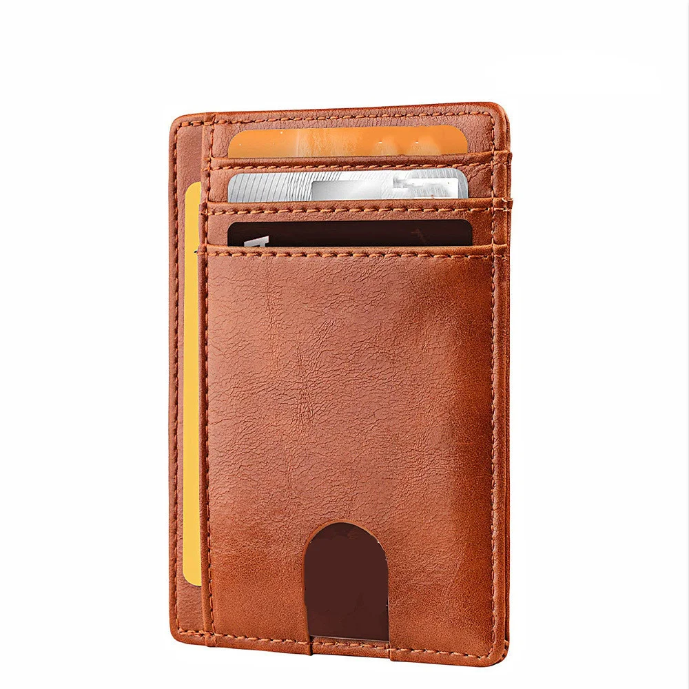 Title 7, Leather Card Holder Men Foreign Trade RFID Anti...