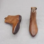 Women's soft leather retro pointed-toe ankle boots with a soft bottom, offering comfort and a classic, stylish look. — photo 6