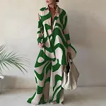 Moda impressa solta manga comprida camisa calças de perna reta terno feminino — foto 6