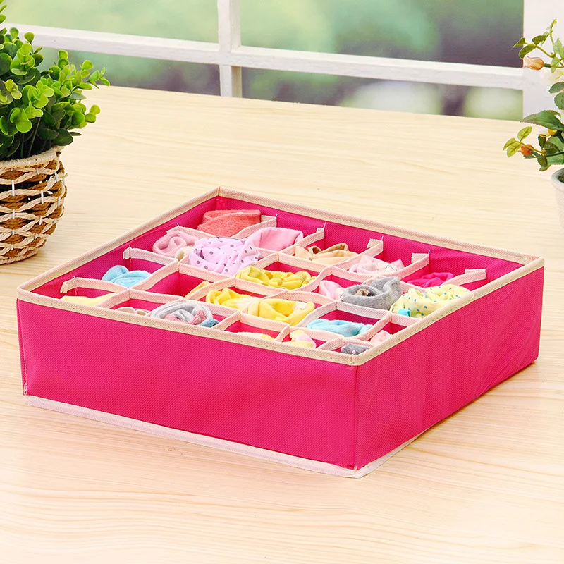 Factory sales rose red underwear storage box, four-piece socks collection box, fabric bra storage and sorting box for or — photo 1