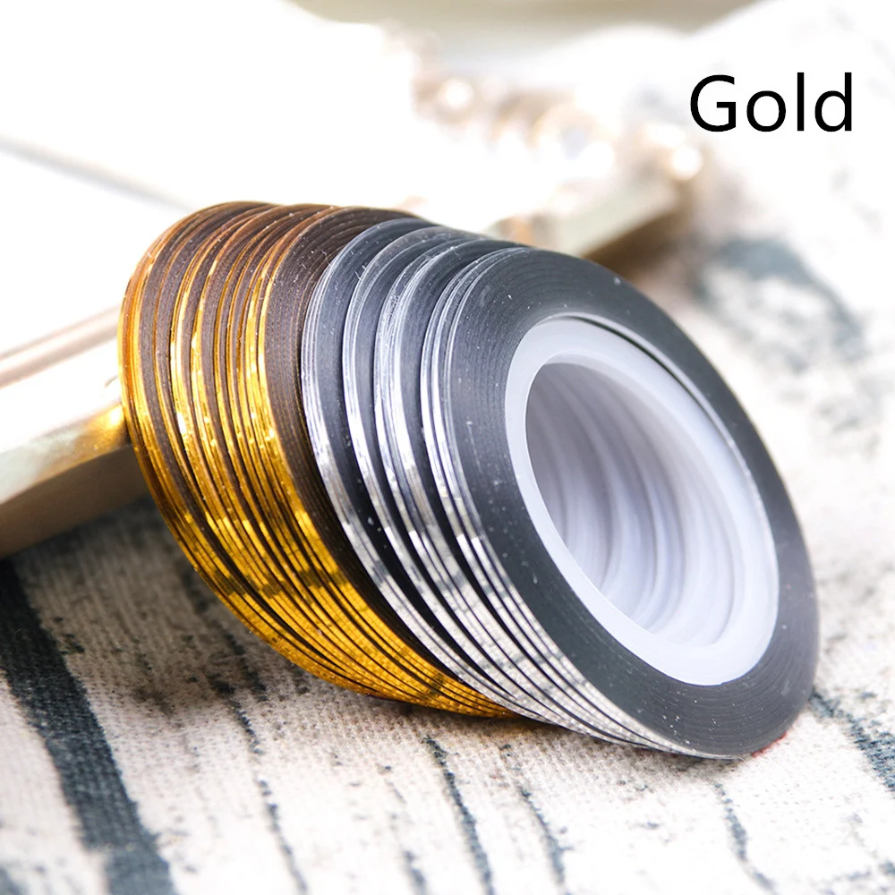Metallic Shiny Nail Art Manicure Line Stickers. Achieve stunning nail designs effortlessly. Easy to apply stickers for a — photo 1
