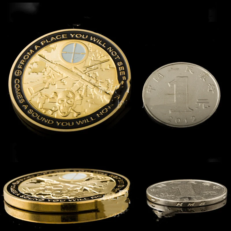 Moeda Comemorativa American Sniper, ouro, distintivo, presente, caixa de presente. Uma homenagem valiosa e um presente inesquecível, perfeita para colecionadores. — foto 1