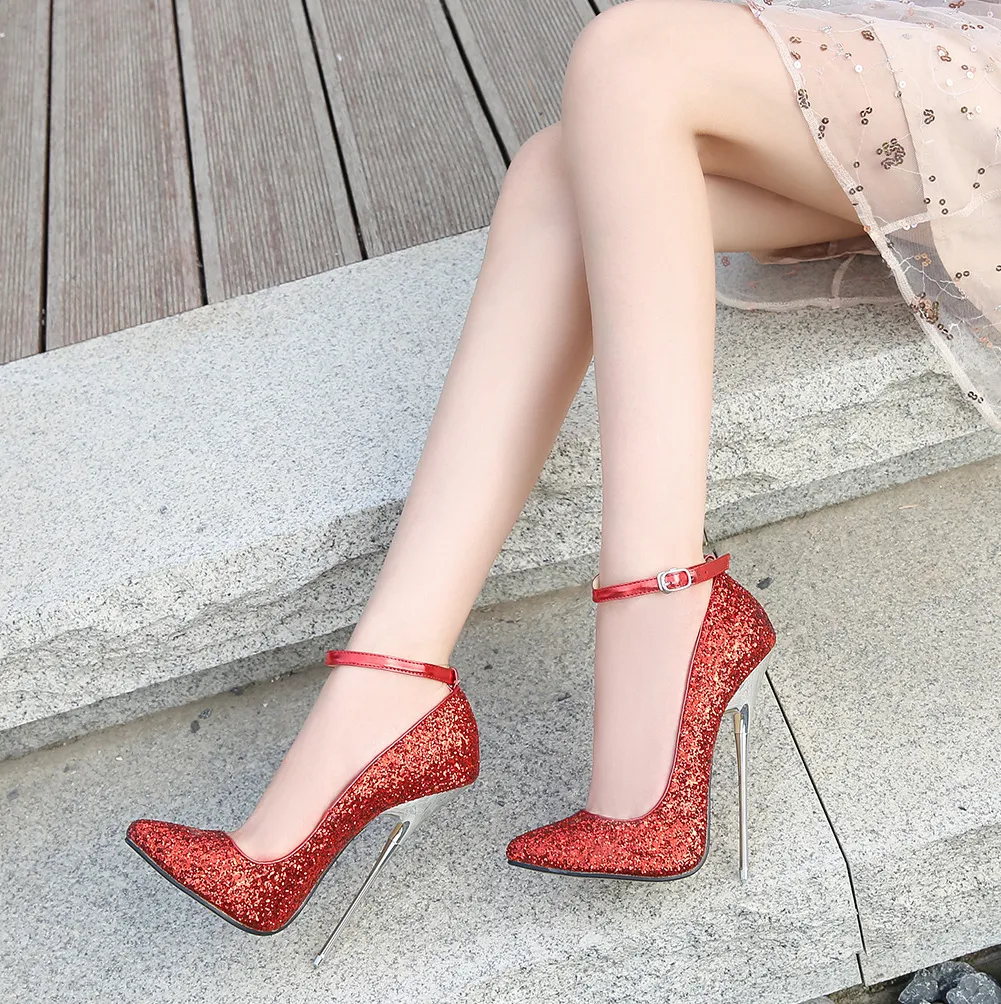 Title 4, Red pointed toe European and American high heel...