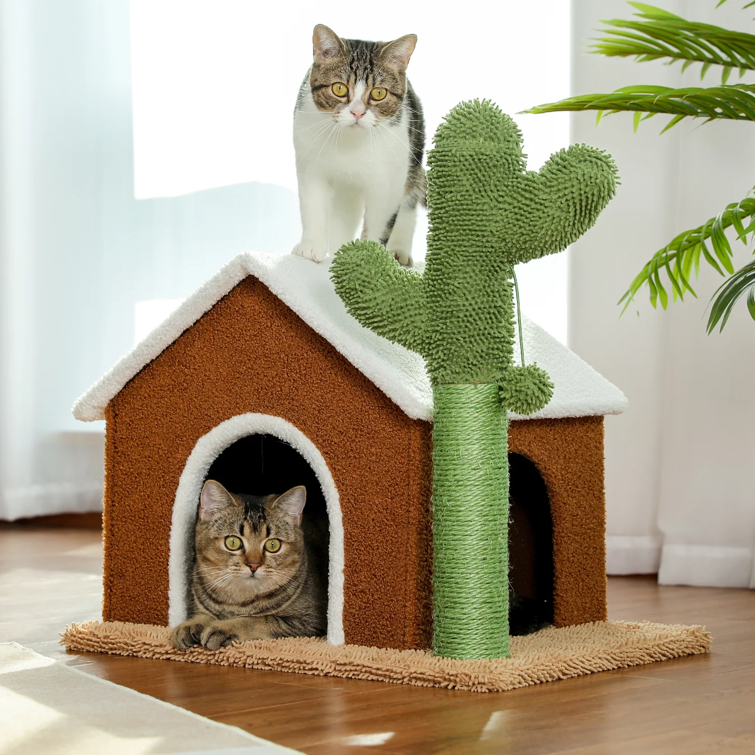 Title 22, Modern Cactus Cat Tree House Natural Scratching...