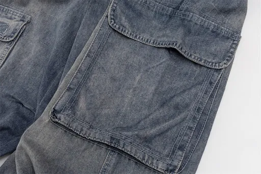 Title 6, Heren Multi-Pocket Geplooide Cargo Jeans Kleding