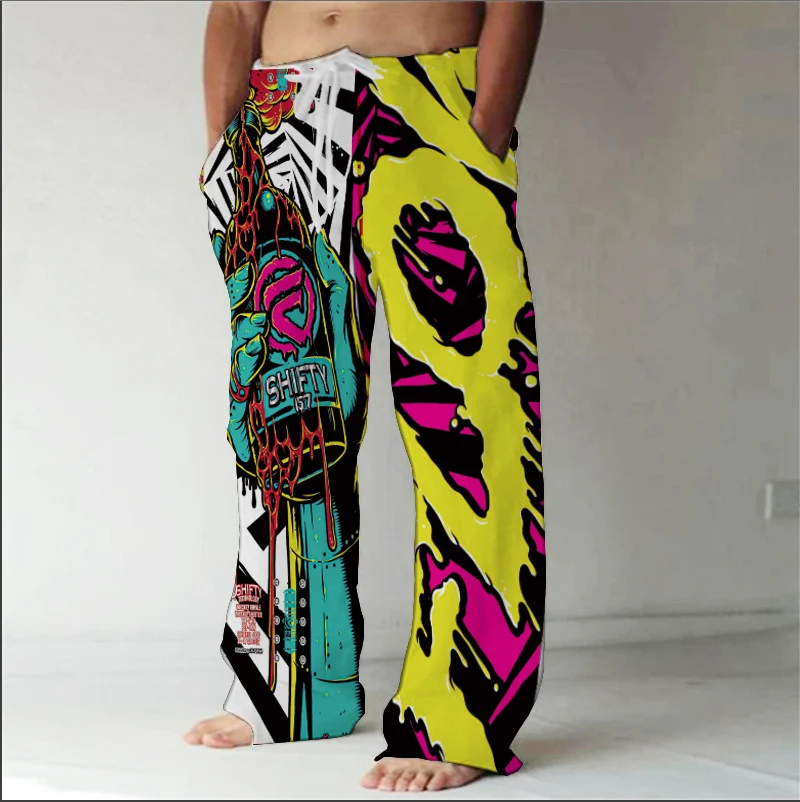 Heren Casual Broek met 3D Print, Elastisch Trekkoord. Comfortabele, Relaxte Pasvorm voor Dagelijks Gebruik en Vrije Tijd. Stijlvol en Praktisch. — foto 4