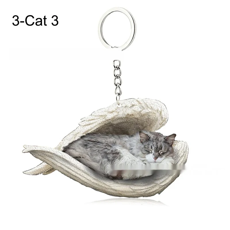 Chaveiro de carro com pingente de anjo dormindo para cães e gatos único. Um acessório adorável e um presente ideal para amantes de animais. — foto 1