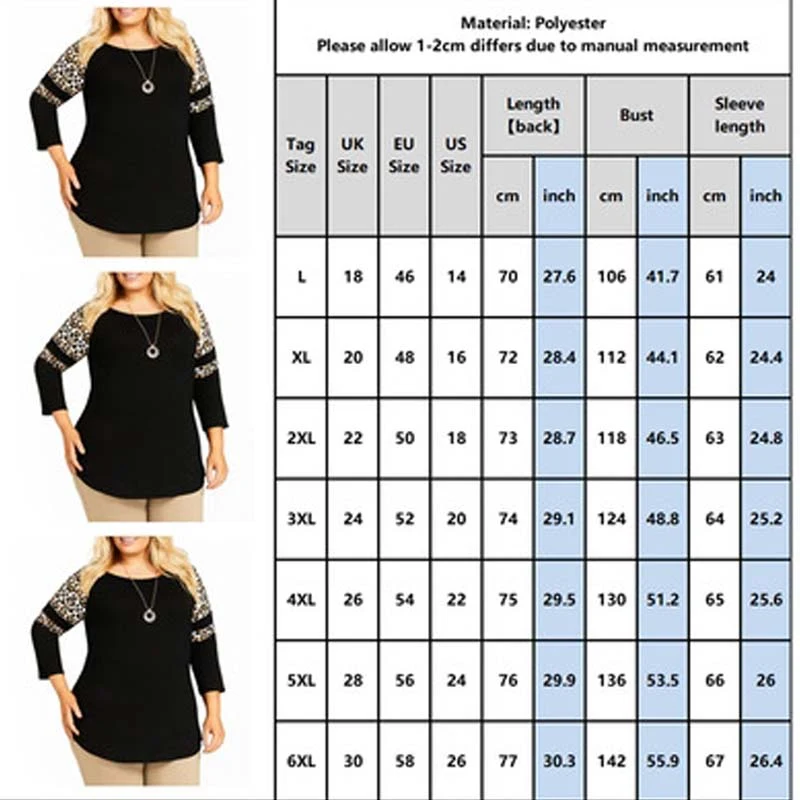 Title 1, 6XL Leoparden-bedruckte T-Shirts für Damen, Her...