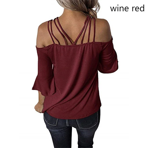 Title 21, Womens One Shoulder Flared Sleeve T Shirt