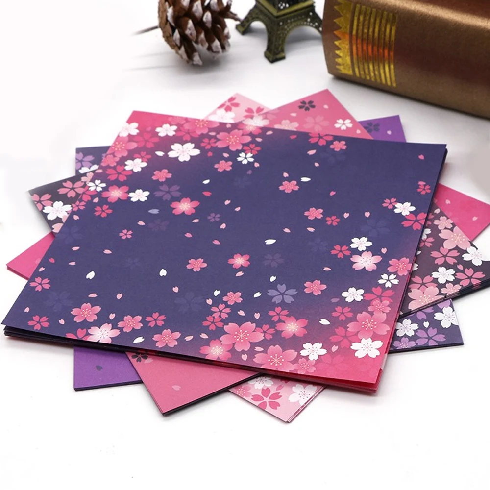 Carta Origami Floreale Giapponese Bifacciale Bicolore, Quadrati Stampati per Piegare e Creare, per Artigianato Fai-da-Te — foto 6