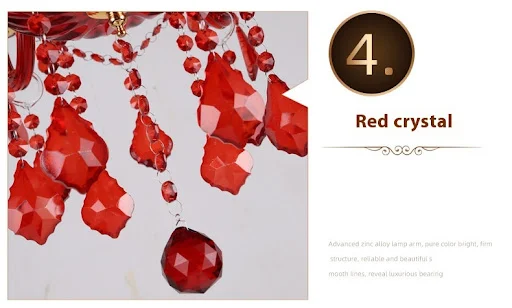 Title 11, European Style Chandelier Red Color Crystal Lam...