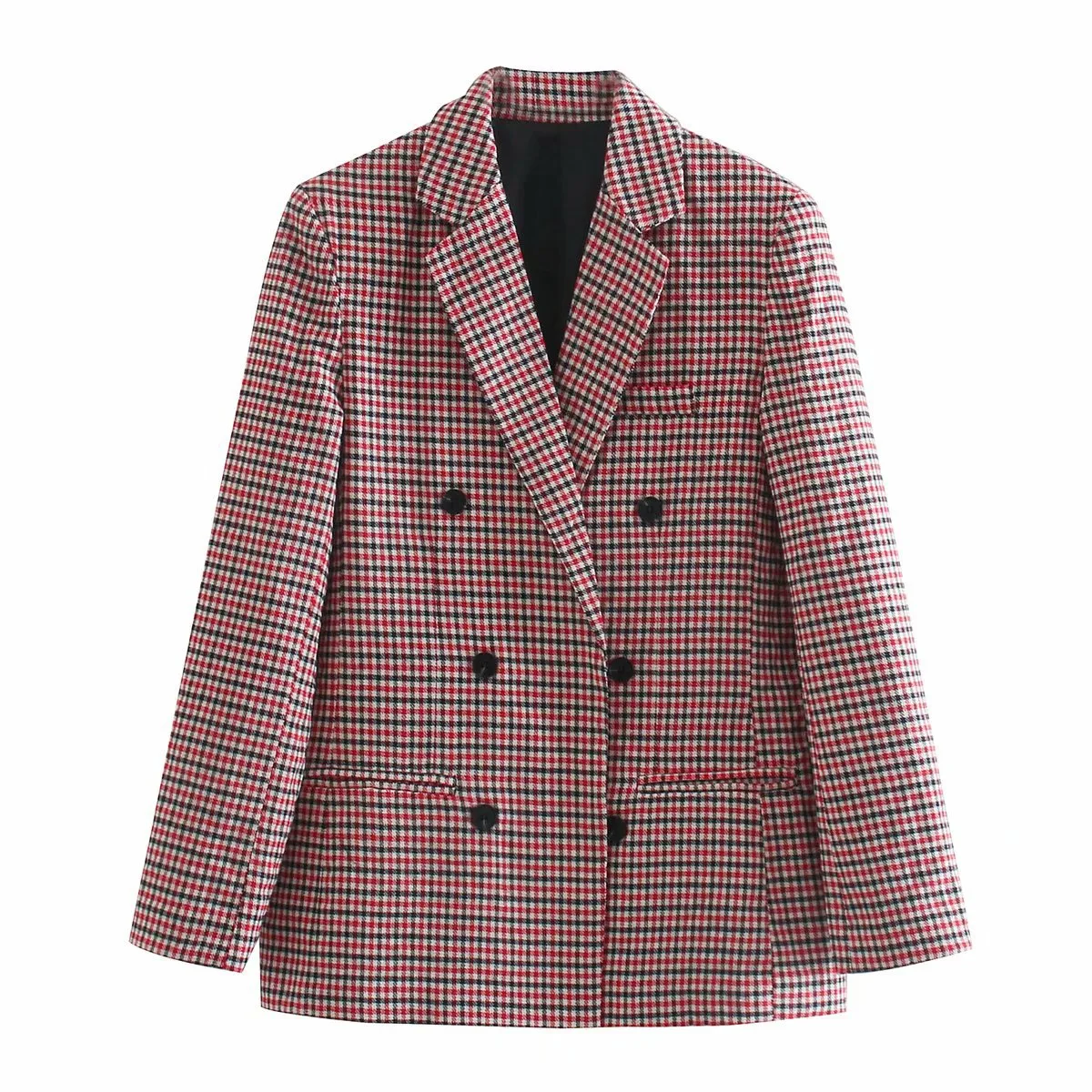 Nuovo cappotto da donna a quadri stile europeo e americano, doppiopetto, perfetto per un look elegante e alla moda. — foto 2