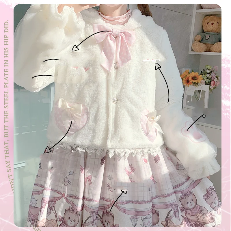 Title 6, Cute Girl Plush Rabbit Ear Short Coat Stay Warm...