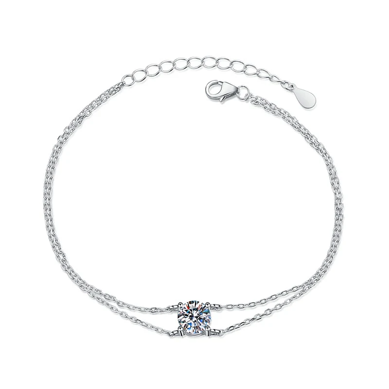 Pulseira de prata esterlina S925 com moissanite de quatro garras para mulheres, um acessório elegante e brilhante. — foto 2