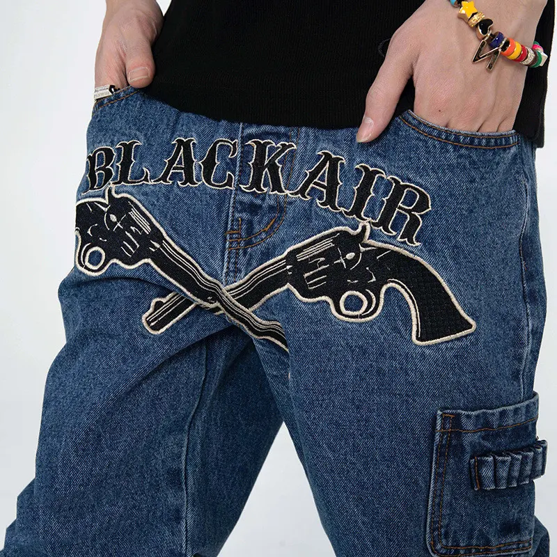 Western Revolver geborduurde denim broek voor heren, stoer en stijlvol, perfect voor een authentieke western look, duurzaam en comfortabel. — foto 5