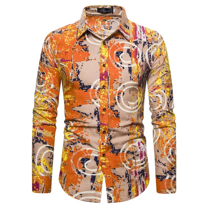 New Men's Shirt Ethnic Style Floral Print Long Sleeved Casual Comfortable and Stylish Perfect for Everyday Wear and Spec — photo 7