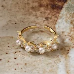 Anel de flor de pérola em prata 925, joia feminina elegante, design europeu e americano, ideal para presentes especiais. — foto 1