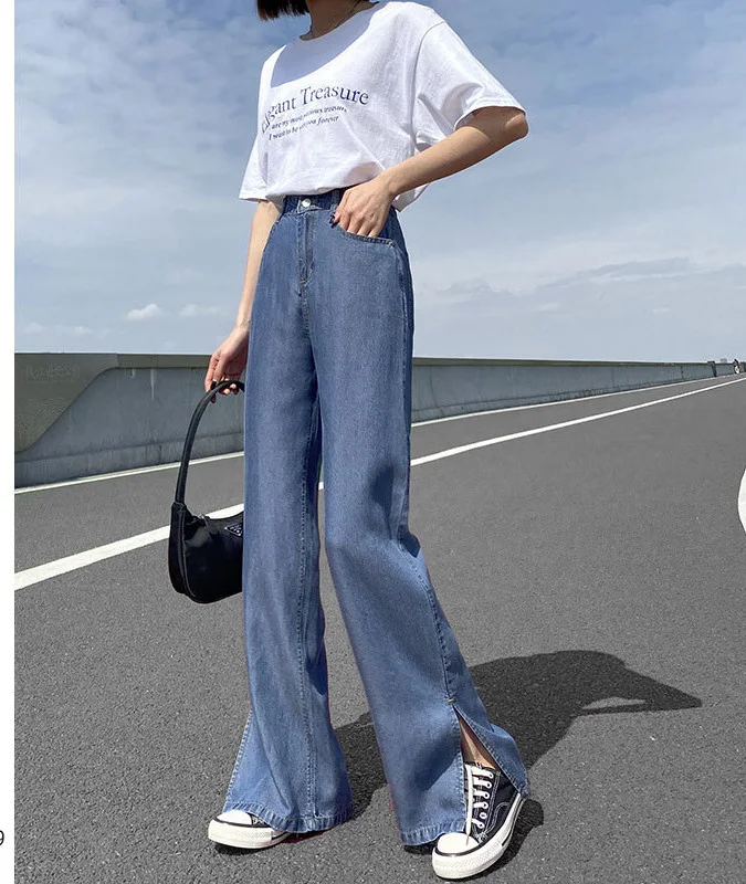 Nova Calça Solta de Pernas Largas Reta Cintura Alta Verão Ice Silk. Frescor, leveza e estilo para os dias quentes. — foto 16