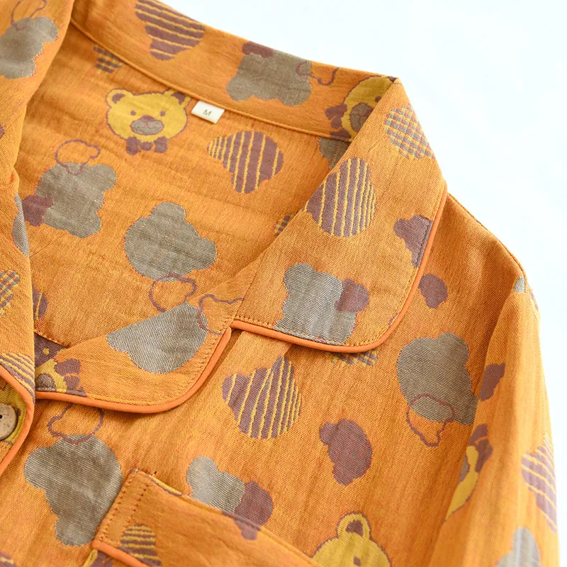 Woven Jacquard Lapel Pajamas Suit Loose fit. Experience ultimate comfort and relaxation with this stylish and breathable — photo 30