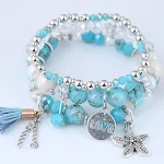 Pulseira de mão com pérolas de cristal, borla e estrela do mar, um acessório elegante e charmoso, perfeito para adicionar brilho e estilo ao seu visual. — foto 6