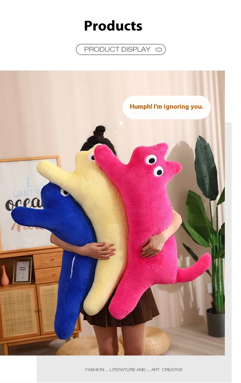Title 4, Cartoon Dopamine Cat Long Plush Toy for Comfort...