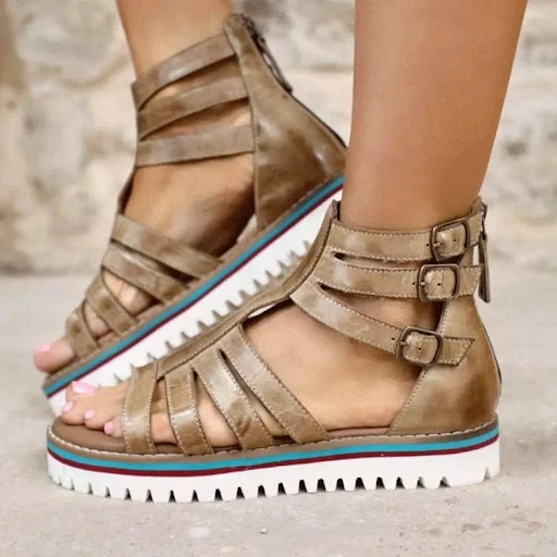 Title 2, Comfortable Roman Womens Colored Thick-soled B...