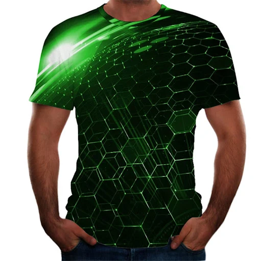 Title 4, New Mens 3D Space Tunnel Column Print T-Shirt....