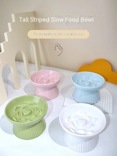 Title 7, Ceramic Pet Cat Bowl Dog Bowl Anti-Choke Slow F...