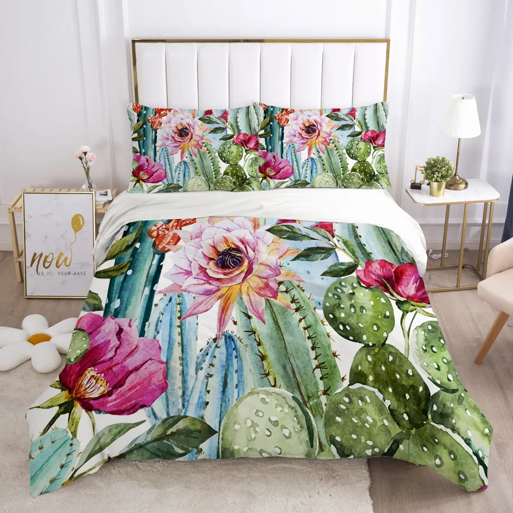 Title 2, Nordic Spring Bedding Set Green Leaf Quilt Cove...
