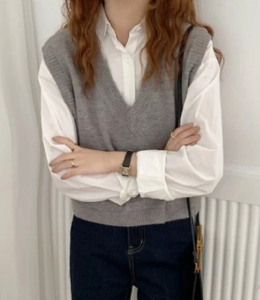 V-hals gebreide vest trui mouwloze dames casual trui — foto 2
