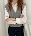 V-hals gebreide vest trui mouwloze dames casual trui — foto 2