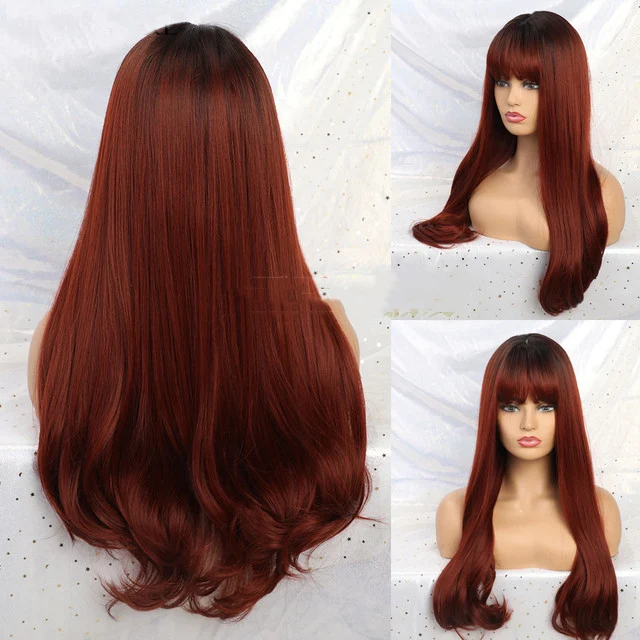 Peruca longa e lisa marrom cinza feminina, cabelo fashion. Cabelo elegante e natural para looks diversos. Fácil de usar e estilizar, ideal para mulheres. — foto 12