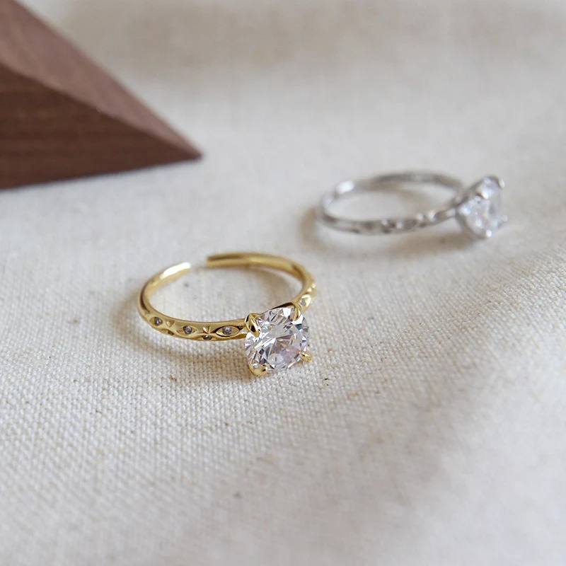 Anéis de prata 925 com zircônias AAAA grandes para festa Femininos Minimalistas Jóias de casamento elegantes Presentes — foto 3