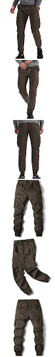 Title 2, Solid Color Skinny Pants Multi-pocket Mens Wor...