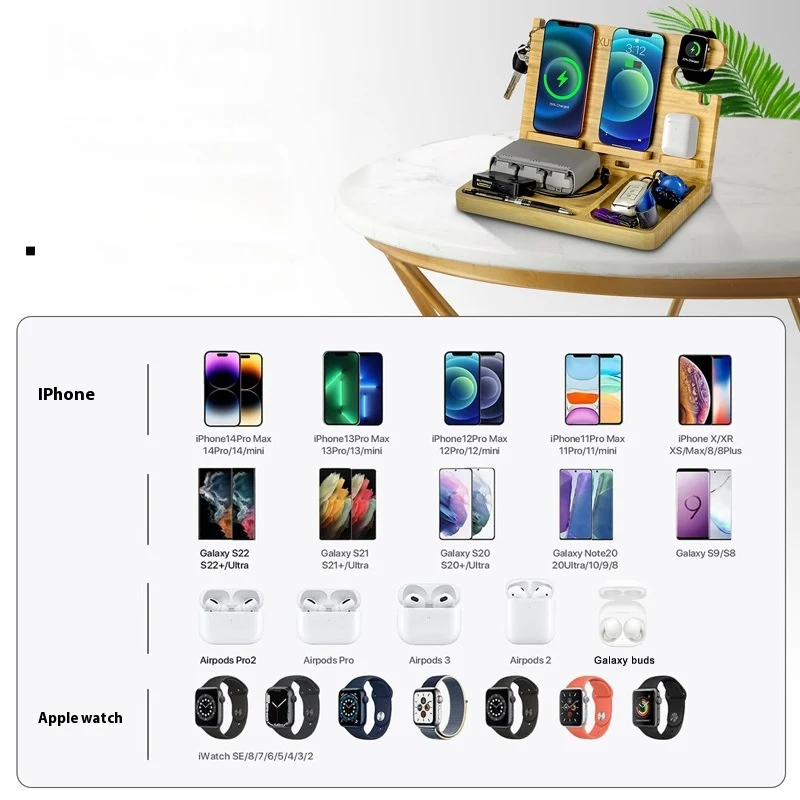 Title 2, Multifunctional Bamboo Wireless Charger Bracket...