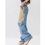 Jeans anchos de contraste American Hot Girl para mujer, pierna ancha, elegantes y cómodos para un look moderno y versátil, ideales para cualquier ocasión. — foto 7