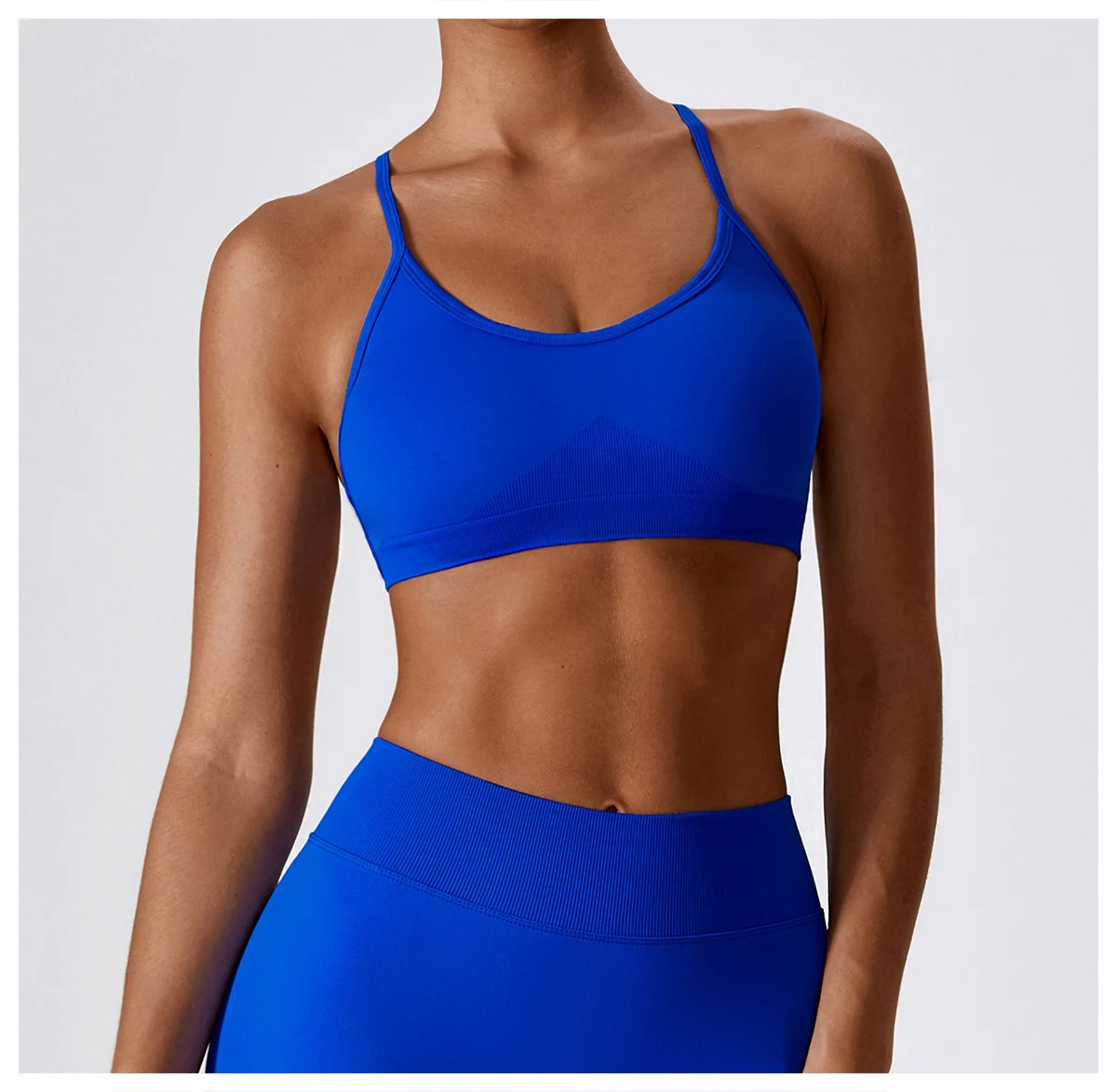 Seamless Knitted Yoga Straps Cross Motion Workout Bra. Provides support, comfort, and freedom of movement during yoga an — photo 17
