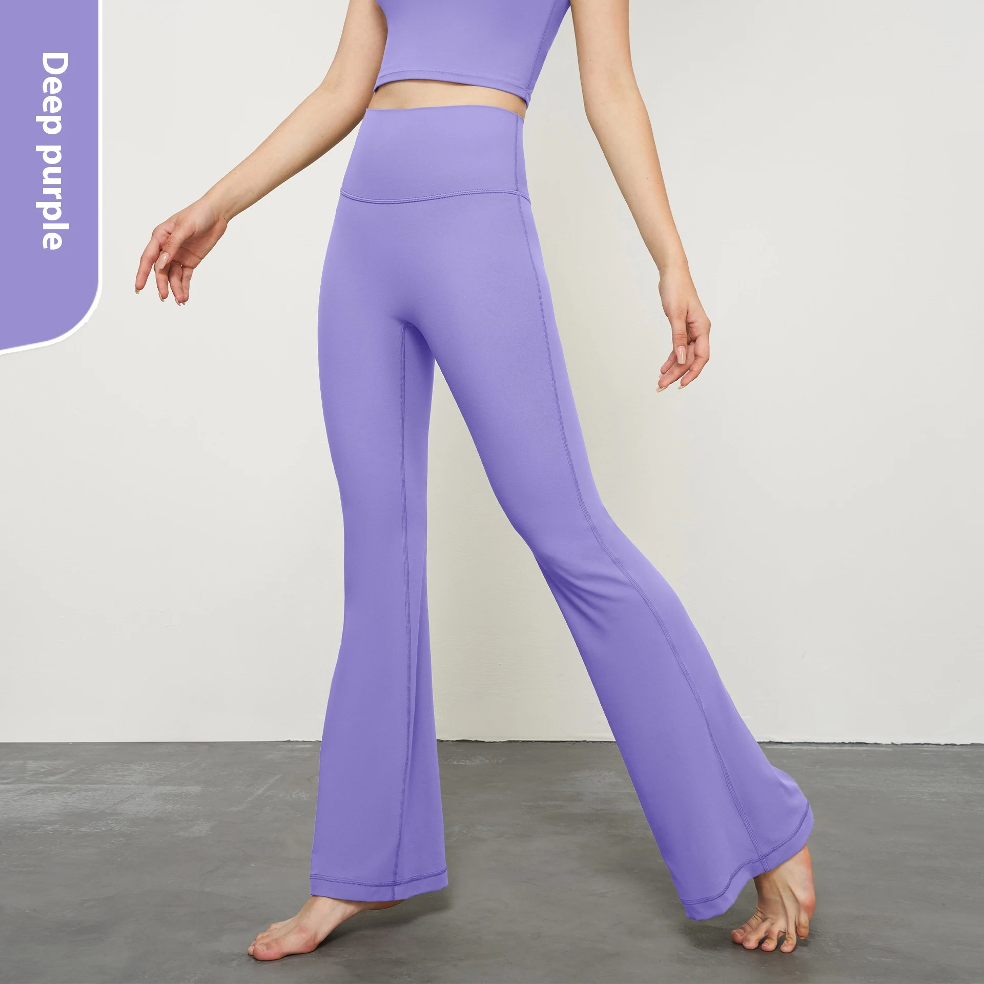 Pantaloni yoga "Nude Feel" a gamba larga, vita alta, senza cuciture, per sport e libertà di movimento. — foto 9