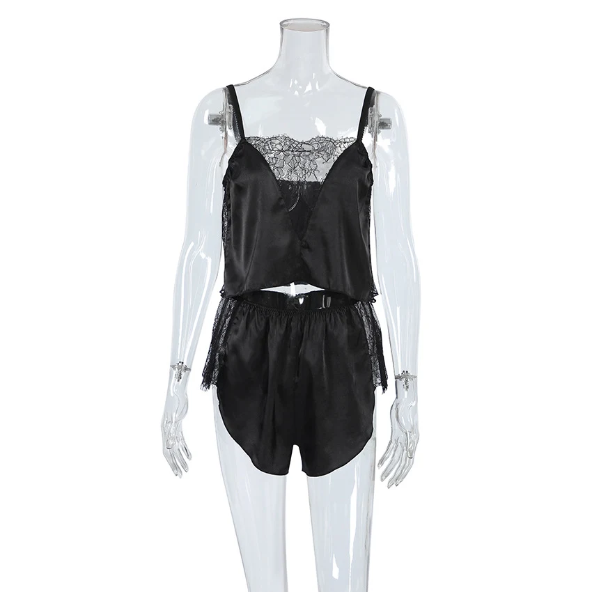 Title 9, Black comfortable suspender shorts pajamas suit...