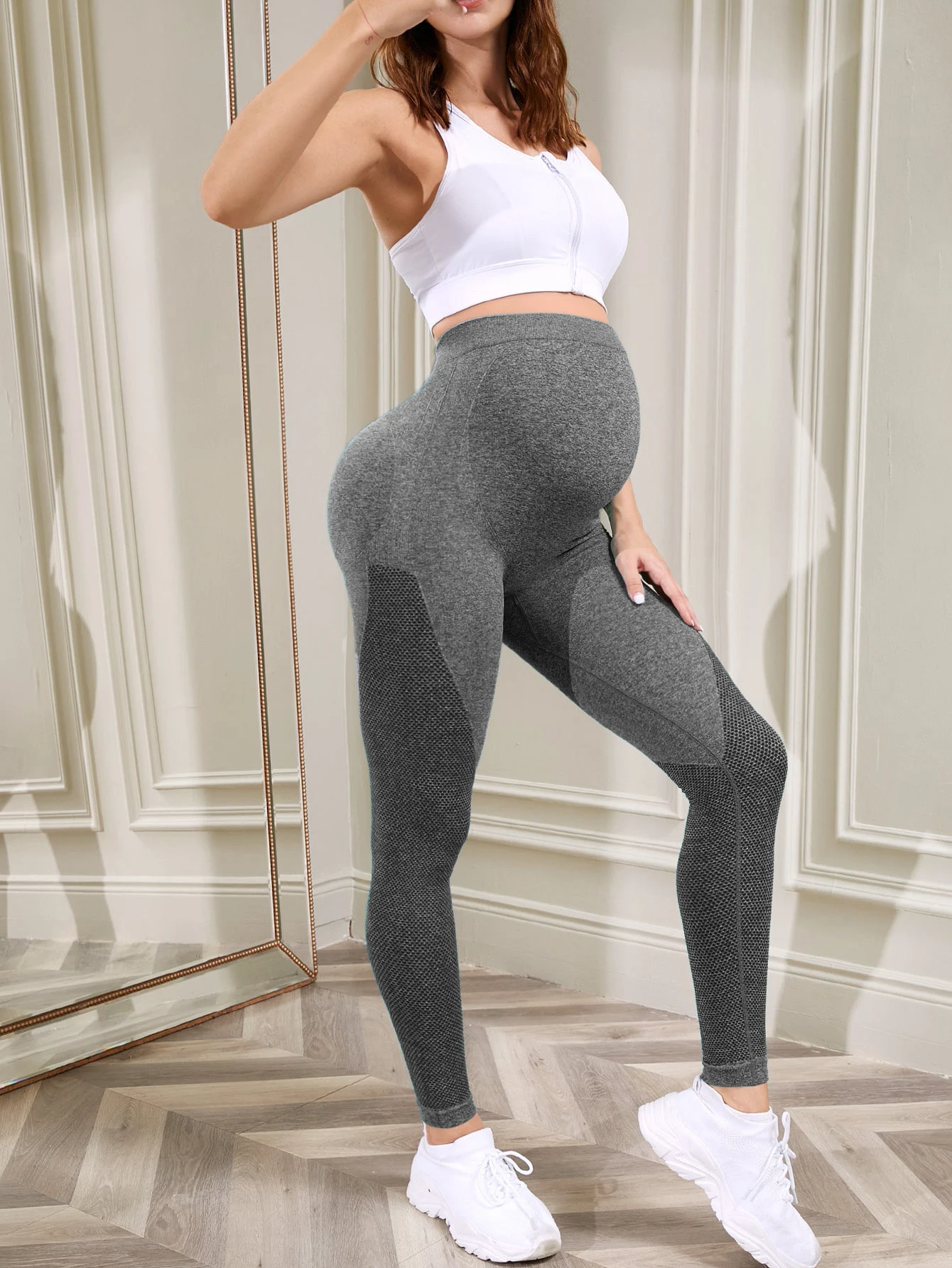 Women's Pregnant Period High Waist Yoga Pants with Belly Support, offering comfort and support for pregnancy and workout — photo 12